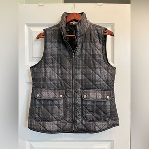 Kenar Black and Grey Plaid Quilted Vest, VGUC, Large